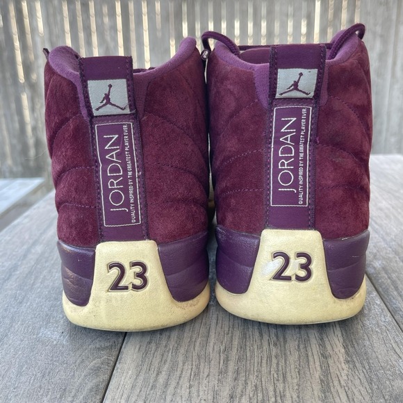 Nike Jordan 12 Retro Bordeaux Shoes Men 11 Red Burgundy Suede 130690-617 Sneaker - Picture 6 of 14